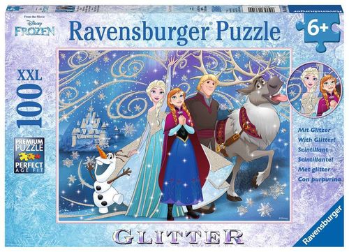 Ravensburger Puzzle 136100 Frozen Glitzernder Schnee, Glitter 100 Teile XXL