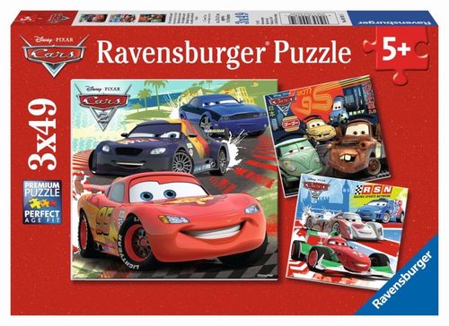 Ravensburger Puzzle 092819 Disney Cars 2: Weltweiter Rennspaß, 3x49 Teile