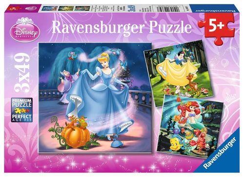 Ravensburger 93397 Puzzle Schneewittchen, Aschenputtel und Arielle, 3x49 Teile