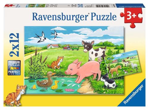 Ravensburger Puzzle 075829 Tierkinder auf dem Land 3+ Jahre 2x12 Teile