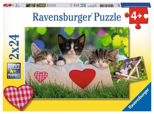 Ravensburger Puzzle 078011 verschlafene Kätzchenl 4+ Jahre 2x24 Teile