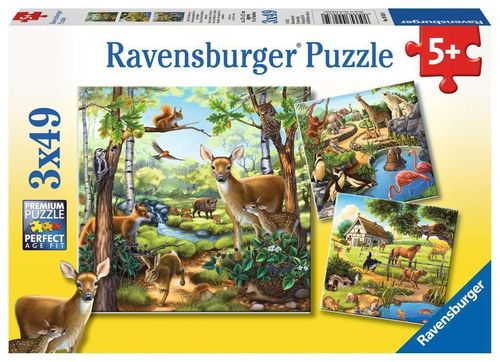 Ravensburger Puzzle 092659 Wald-, Zoo-, Haustiere 5+ Jahre 3x49 Teile