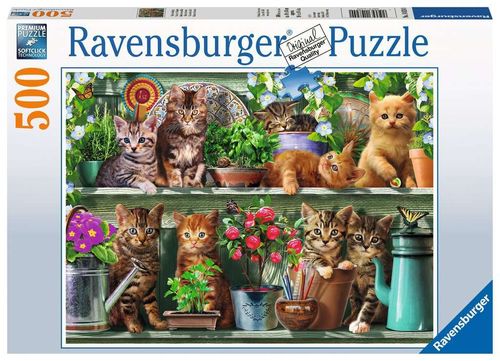 Ravensburger Puzzle 148240 Katzen im Regal 500 Teile