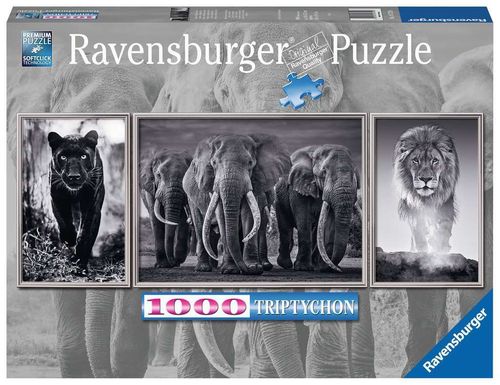Ravensburger Puzzle 167296 Panter, Elefant, Löwe 1000 Teile Triptychon