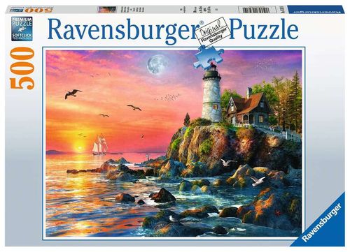 Ravensburger Puzzle 165810 Leuchtturm am Abend 500 Teile