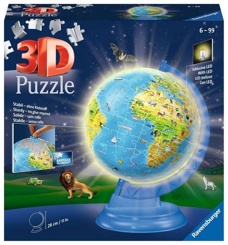 Ravensburger 11274 - Kinderglobus mit Licht 3D Puzzle 6-99 Jahre