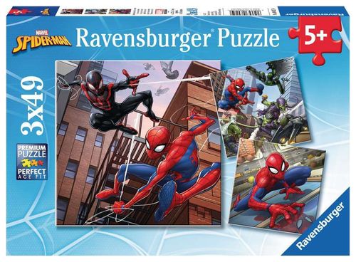 Ravensburger Puzzle 08025 Spiderman beschützt die Stadt 5+ Jahre 3x49 Teile