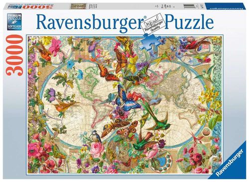 Ravensburger Puzzle 17117 - Weltkarte mit Schmetterlingen - 3000 Teile 17+ Jahre